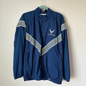 US Air Force Mens Jacket Size L PTU Physical Training Uniform Reflective Blue